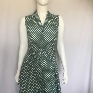 J.Peterman Blue and Yellow Polka Dot Dress
